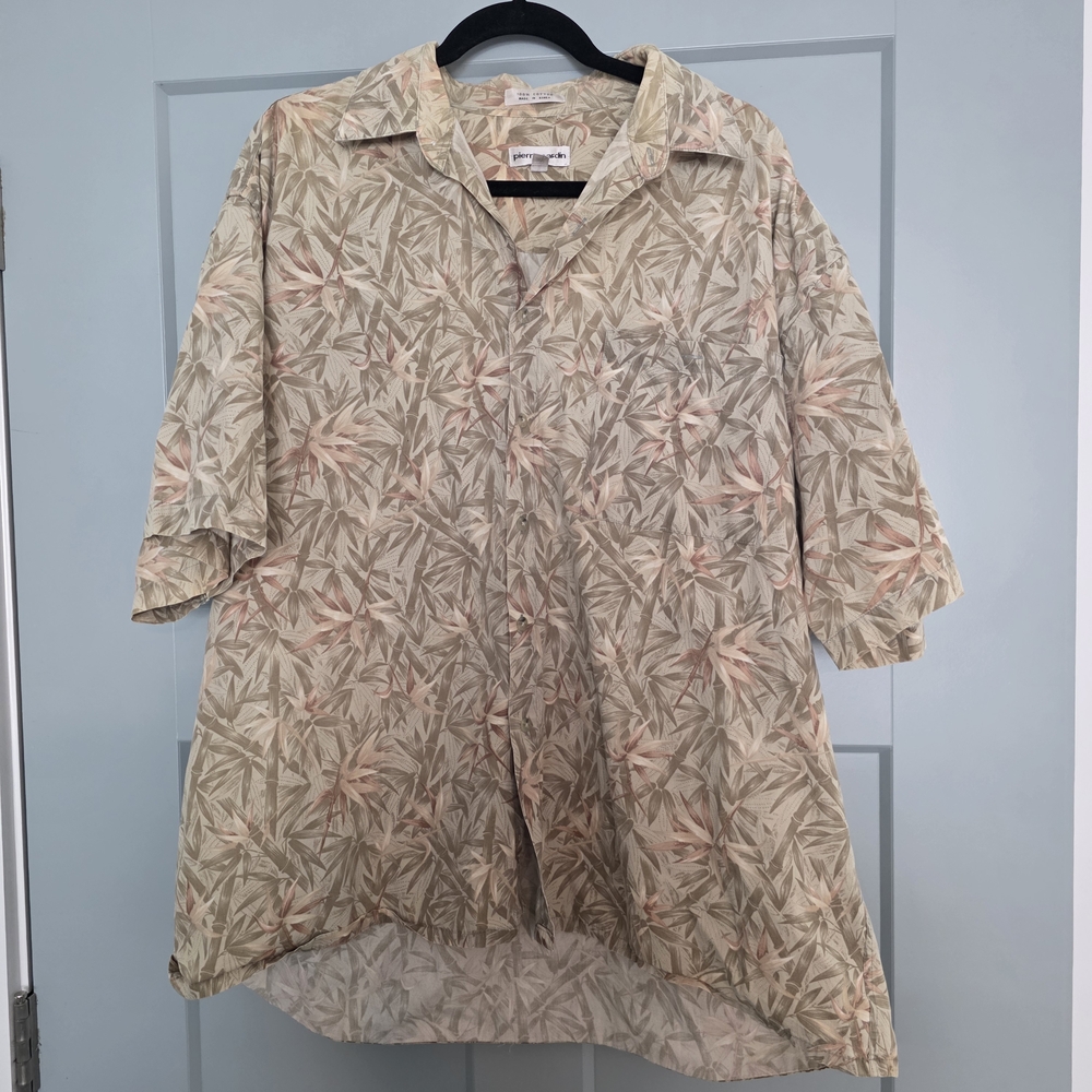 Vintage 1980s Pierre Cardin Mens Shirt XXL Retro Abstract Button Up